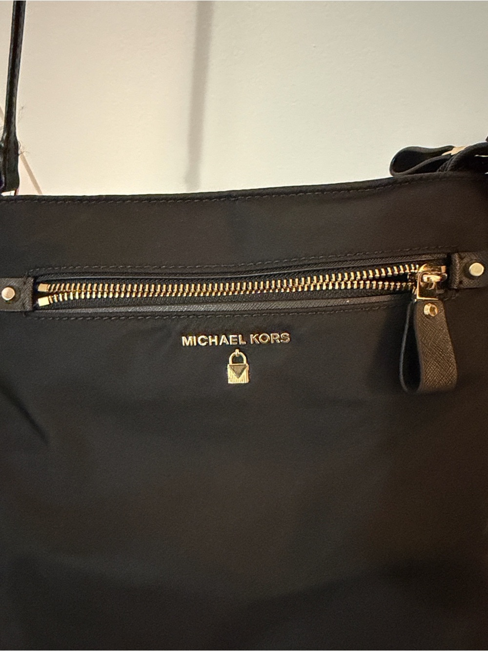 Michael Kors Black Nylon Crossbody with Gold Hardware